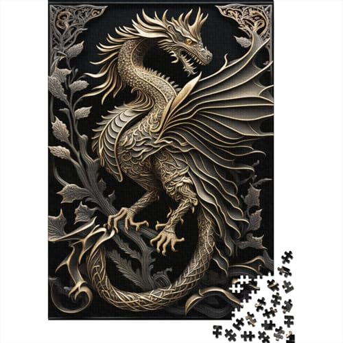 King of Dragon Art Deco 500-teiliges Puzzle für Erwachsene, Familienspiel, Teenager-Puzzle, 500 Teile (52 x 38 cm) von GQmoney