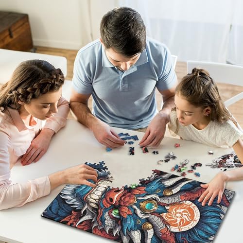 Kreative rechteckige Puzzles für Kinder, 500 Teile, Fantasie-Puzzles mit fliegenden Drachen, praktisches Spiel, Familiendekoration, 500 Teile (52 x 38 cm) von GQmoney