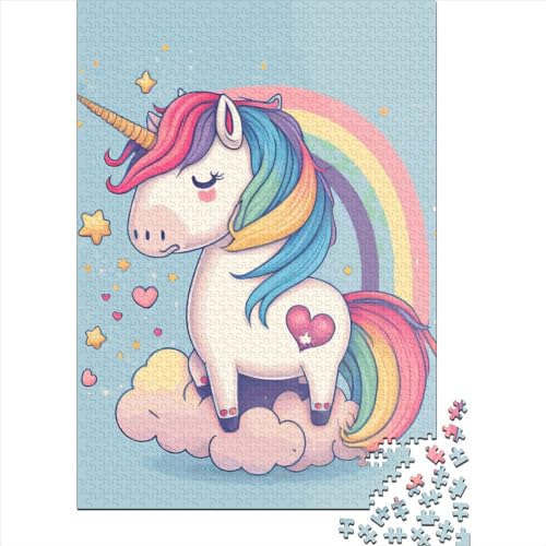 Kreatives Puzzle mit Regenbogen-Einhorn für Erwachsene, 1000-teiliges Puzzle für Kinder und Jugendliche, Lernspielzeug, (75 x 50 cm) von GQmoney