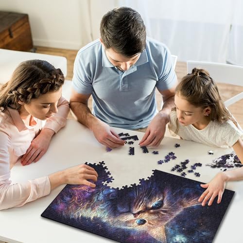 Kreatives rechteckiges Puzzle für Kinder, 500 Teile, Galaxy Maine Coon Cat Puzzles, praktisches Spiel, Familiendekoration, 500 Teile (52 x 38 cm) von GQmoney