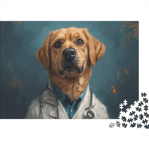 Labrador Retriever Doctor Holzpuzzle 1000 Teile Puzzle für Erwachsene Lernspiel Herausforderungsspielzeug Heiligabend Geschenke 1000 Stück (75x50cm) von GQmoney