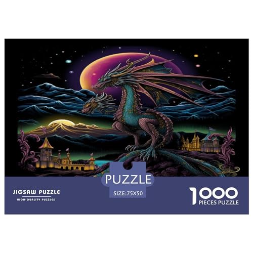 Megalosaurus 1000-teiliges Puzzle für Teenager, Geschenke, Holzpuzzle, Puzzle für Erwachsene, Lernspiele für zu Hause, DIY-Spielzeug, 1000 Stück (75 x 50 cm) von GQmoney