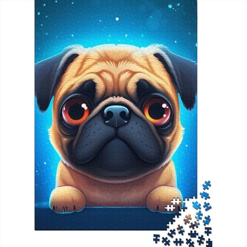 Mops-Puzzle, Lernspiele, Familienaktivitäten, Premium-Papp-Puzzle für Damen und Herren, Ostergeschenk, 38 x 26 cm, 1000 Stück von GQmoney