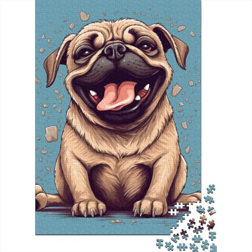 Mops-Puzzle-freundliche Materialien, 100 % recycelter Karton, Puzzle für Erwachsene und Kinder, Ostergeschenk, 70 x 50 cm, 1000 Teile von GQmoney