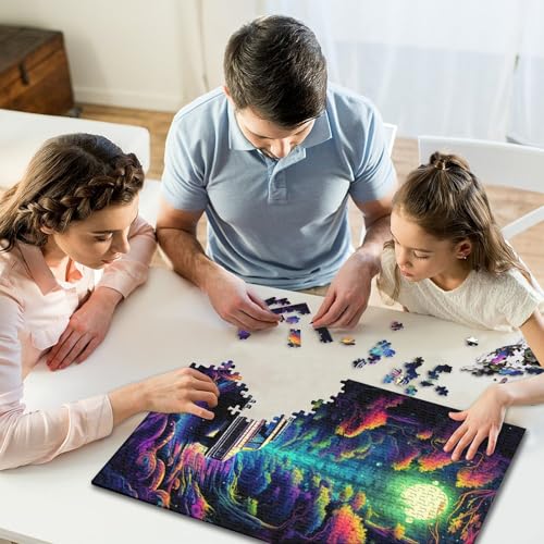 Neonauto in der Natur Puzzle für Kinder 1000-teiliges Puzzle für Teenager Kreative Puzzles Familienherausfordernde Spiele Spielzeug 1000 Stück (75 x 50 cm) von GQmoney