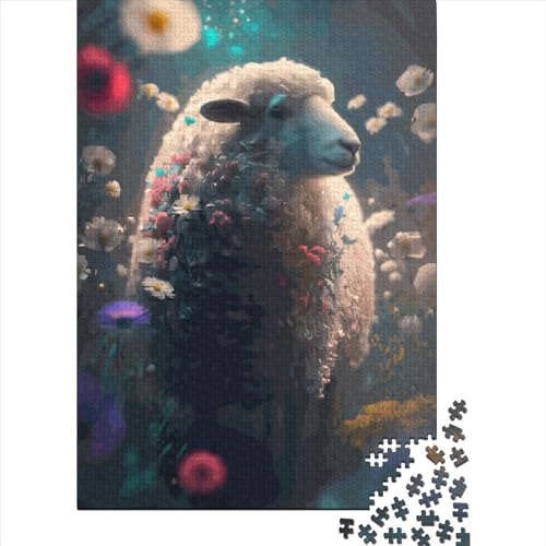 Niedliches Blumen-Schaf-Puzzle, 500 Teile, für Kinder – Unmögliches Puzzle – Gehirn-Herausforderungs-Puzzle für Kinder, 500 Teile (52 x 38 cm) von GQmoney