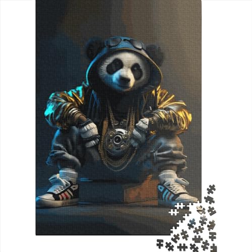 Panda Dancer Puzzles 1000 Teile Holzpuzzle Puzzle für Kinder Lernspiel Herausforderungsspielzeug Familie 1000 Teile (75x50cm) von GQmoney