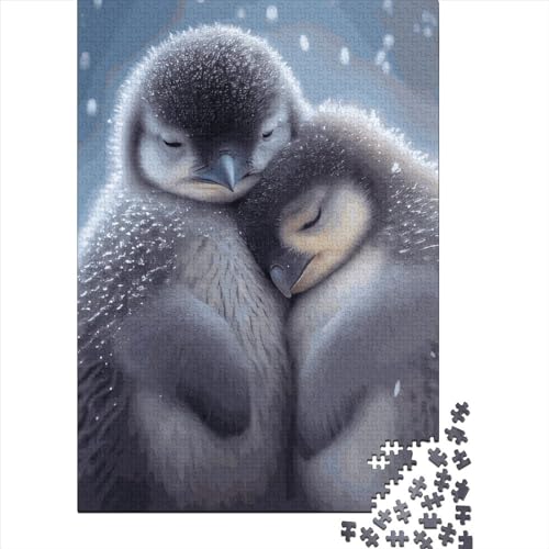 Pinguin-Kuschel-Holzpuzzle für Erwachsene, Puzzle 500 Teile, Puzzlespiel für Erwachsene, interessantes Spielzeug, personalisiertes Puzzle, Lernspielzeug, 500 Teile (52 x 38 cm) von GQmoney