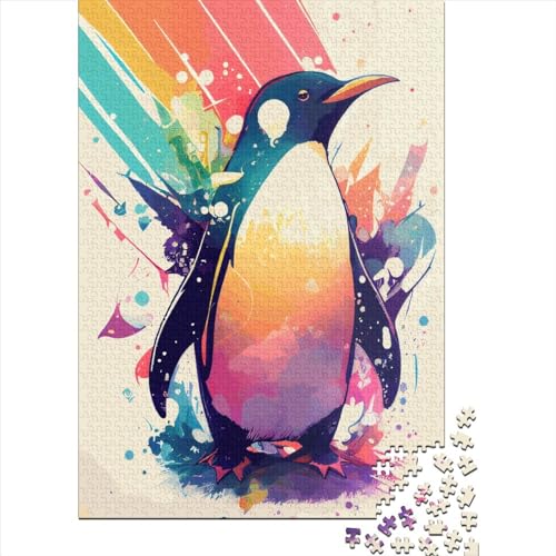 Pinguin-Regenbogen, 300-teiliges Puzzle, 300-teiliges Puzzle für Kinder und Familien – Holzpuzzle für Kinder, Kindergeschenke, 300 Teile (40 x 28 cm) von GQmoney