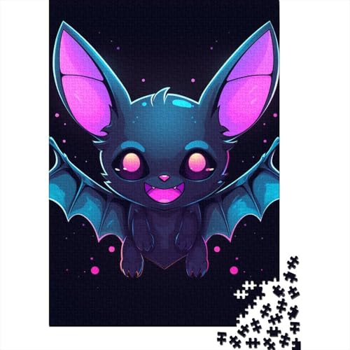 Pink Eyes Fledermaus-Puzzle, rechteckig, Pappe, 100 % recycelter Karton, Puzzle für Erwachsene und Kinder, Ostergeschenke, 38 x 26 cm, 1000 Teile von GQmoney