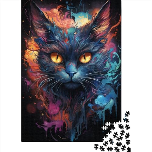 Psychedelia of Evil Cats 500-teiliges Puzzle Psychedelia of Evil Cats Puzzle für Kinder Kreative Holzbrettpuzzle Tolles Geschenk 500 Teile (52 x 38 cm) von GQmoney