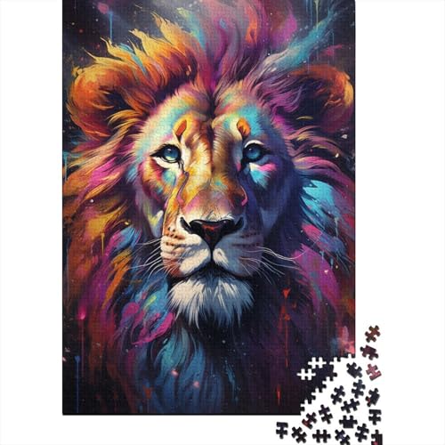 Psychedelia of Galactic Lion Holzpuzzlespiel mit 1000 Puzzleteilen, kreatives Puzzle für Erwachsene, kreatives Dekompressionsspielzeug, Puzzles 1000 Teile (75 x 50 cm) von GQmoney