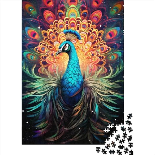 Psychedelic Peacock5 Puzzles, Puzzle für Erwachsene und Teenager, Schwierigkeitsgrad: Kreatives Puzzle, Lernspielzeug, Spiel, Familiendekoration, 500 Teile (52 x 38 cm) von GQmoney