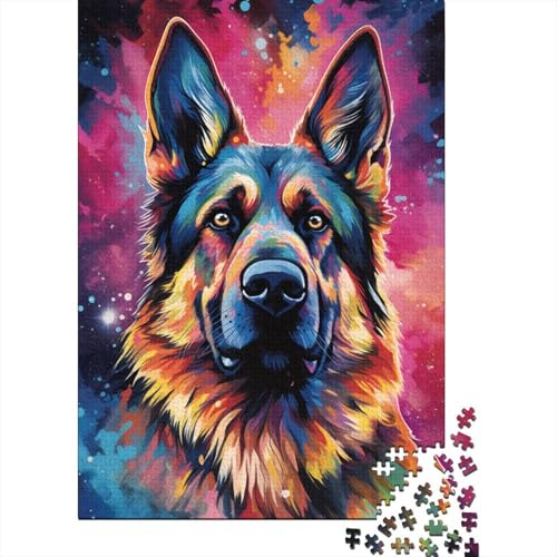 Psychedelischer Deutscher Schäferhund, 15 Puzzles, lustiges Familienpuzzle, Lernspiel, kreatives Holzpuzzle, Teenager-Puzzle, Spielspielzeug, Geschenk, 500 Teile (52 x 38 cm) von GQmoney