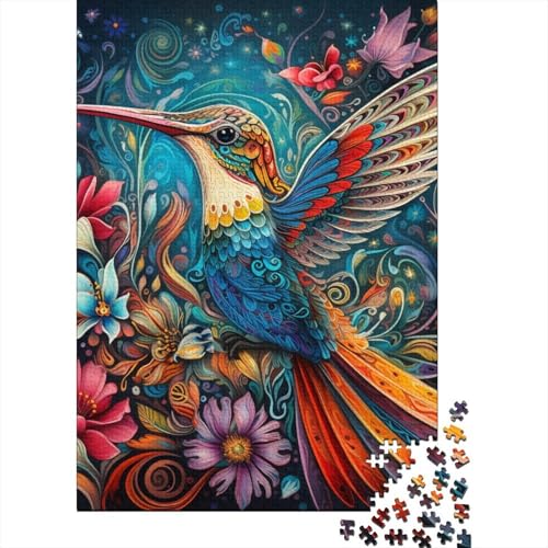 Psychedelisches Kolibri-Puzzle, 300 Teile, für Erwachsene, kreatives Puzzle, schwieriges Puzzle, anspruchsvolles Spiel, Geschenkspielzeug, Teenager, Familienpuzzle, 300 Teile (40 x 28 cm) von GQmoney