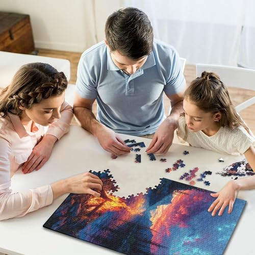 Psychedelisches Lagerfeuer-Puzzle 1000 Teile Puzzle für Kinder Denkspiel Puzzlespielzeug für Kinder 1000 Teile (75 x 50 cm) von GQmoney