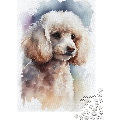 Pudel-Aquarell, 1000-teiliges Puzzle für Erwachsene, Spielzeug, Denkspiel, Lernspiel für Erwachsene, Stressabbau, Heimdekoration, 1000 Teile (75 x 50 cm) von GQmoney