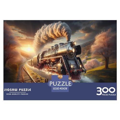 Puzzle, Dampfzug-Puzzle für Erwachsene, 300 Teile, Holzpuzzle, Wandkunst-Puzzlespiele, 300 Teile (40 x 28 cm) von GQmoney