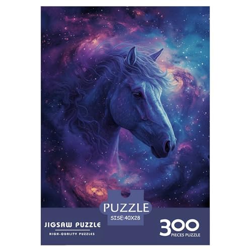 Puzzle, farbenfrohes Kunst-Pferde-Puzzle für Kinder, 300 Teile, Puzzle-Wandkunst, Puzzlespiele, 300 Teile (40 x 28 cm) von GQmoney