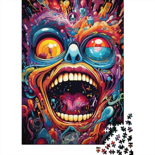 Puzzle 1000 Teile, Bizarre, farbenfrohe Monster, schwierige Puzzles, quadratische Holzpuzzles, Lernspiele, Spielzeug, 1000 Teile (75 x 50 cm) von GQmoney