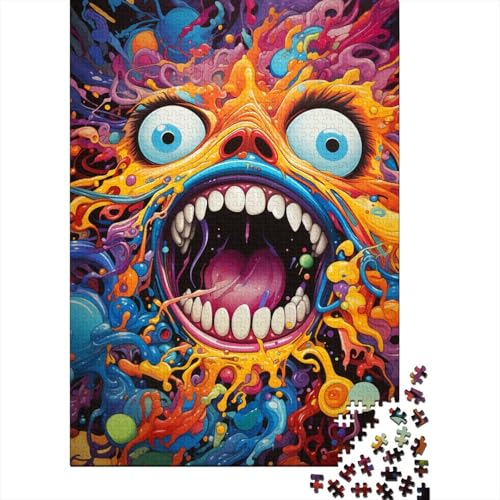 Puzzle 1000 Teile, Bunte psychedelische Gesichter, Puzzle mit Schwierigkeitsgrad, quadratisches Holzpuzzle, Lernspiele, Spielzeug, 1000 Teile (75 x 50 cm) von GQmoney