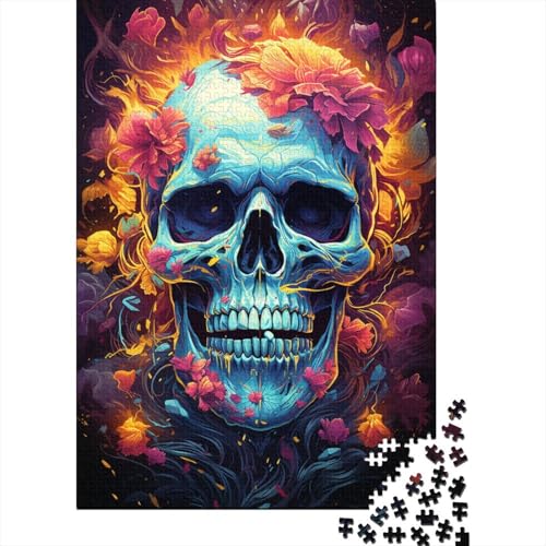 Puzzle 1000 Teile, Fantasie, bunter Totenkopf, Puzzle, Schwierigkeitsgrad: Puzzle, Holzpuzzle, Lernspiel, Spielzeug, Familiendekoration, 1000 Stück (75 x 50 cm) von GQmoney