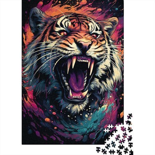 Puzzle 1000 Teile, Gemälde eines Wilden Löwen, Schwierigkeitspuzzle, quadratisches Holzpuzzle, Lernspiele, Spielzeug, 1000 Teile (75 x 50 cm) von GQmoney