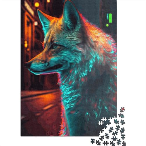 Puzzle 1000 Teile, Neon-Fuchs-Puzzle für Kinder, Holzpuzzle, interessantes Stressabbau-Puzzle, 1000 Teile (75 x 50 cm) von GQmoney