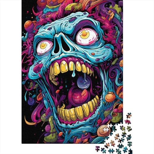 Puzzle 1000 Teile, Psychedelischer Böser Totenkopf, Puzzle Schwierigkeitsgrad Puzzle Holzpuzzle Lernspiel Spielzeug Familiendekoration 1000 Stück (75x50cm) von GQmoney