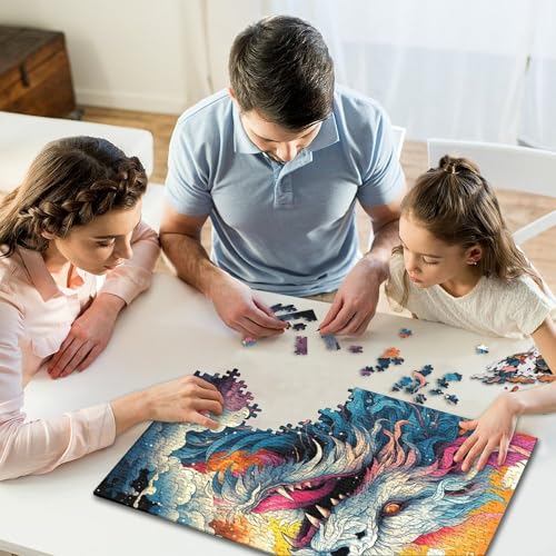 Puzzle 1000 Teile, Tier-Puzzle, bunt, Drache, Puzzle, Heim-Wanddekoration, Lernspielzeug, Familienspiel, 1000 Stück (75 x 50 cm) von GQmoney