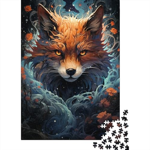 Puzzle 1000 Teile, bunt, psychedelisch, Fox95564, Puzzle aus Holz, kreatives Puzzle für Teenager, Lernspielzeug, Spiel für Kinder, Geschenke, 1000 Stück (75 x 50 cm) von GQmoney