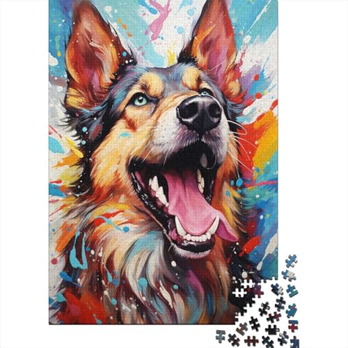 Puzzle 1000 Teile, bunt, psychedelisch, für Hunde, Puzzle aus Holz, kreatives Puzzle für Teenager, Lernspielzeug, Spiel für Kinder, Geschenke, 1000 Stück (75 x 50 cm) von GQmoney