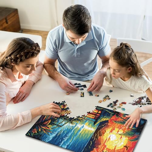 Puzzle 1000 Teile, farbenfrohe Strandkunst, quadratische Puzzles für Kinder, Puzzles, anspruchsvolles Spiel, Puzzles 1000 Teile (75 x 50 cm) von GQmoney