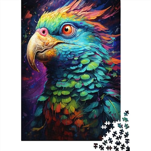 Puzzle 1000 Teile, psychedelisches Gemälde, Papagei, Puzzle aus Holz, kreatives Puzzle für Teenager, Lernspielzeug, Spiel für Kinder, Geschenke, 1000 Stück (75 x 50 cm) von GQmoney