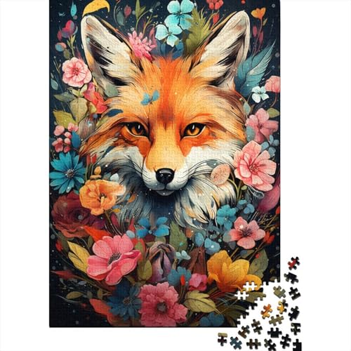 Puzzle 1000 Teile „Der Psychedelismus von Flower Fox“, Schwierigkeitspuzzle, quadratisches Holzpuzzle, Lernspiele, Spielzeug, 1000 Teile (75 x 50 cm) von GQmoney