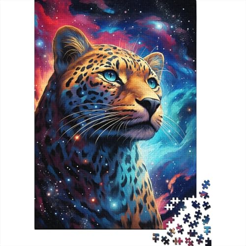 Puzzle 1000 Teile „Die Psychedelia der Sternennacht“, Leoparden-Puzzle, Schwierigkeitspuzzle, quadratisches Holzpuzzle, Lernspiele, Spielzeug, 1000 Teile (75 x 50 cm) von GQmoney