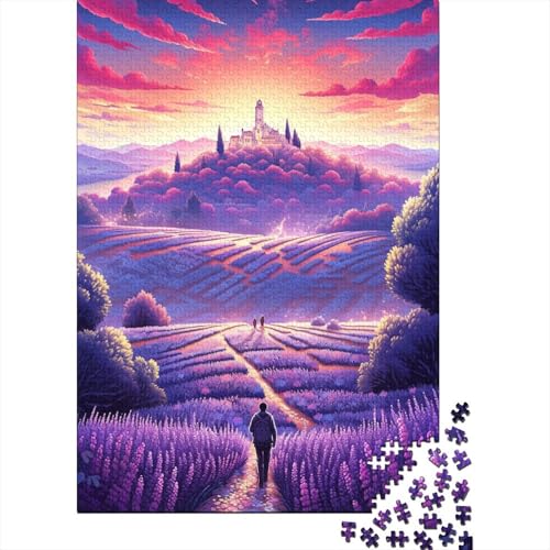 Puzzle 1000 Teile „Lavendelfelder in der Provence, Frankreich“, 4 Puzzles mit Schwierigkeitsgraden, quadratische Holzpuzzles, Lernspiele, Spielzeug, 1000 Teile (75 x 50 cm) von GQmoney