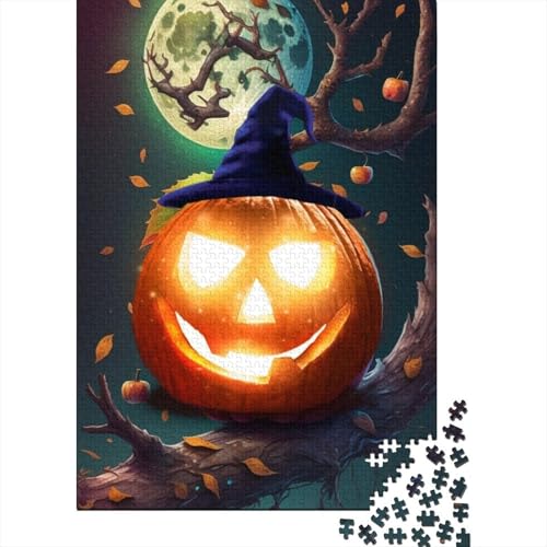 Puzzle 1000 Teile Halloween-Kürbis-Quadrat-Puzzles für Erwachsene, Holzpuzzles Herausforderndes Spiel Puzzles 1000 Teile (75x50cm) von GQmoney