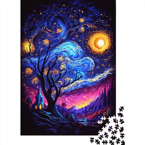 Puzzle 1000 Teile Tanzende Nacht Sterne Puzzle Puzzle für Erwachsene Puzzle Lernspiel Lernspielzeug Geschenke Puzzle 1000 Teile (75x50cm) von GQmoney