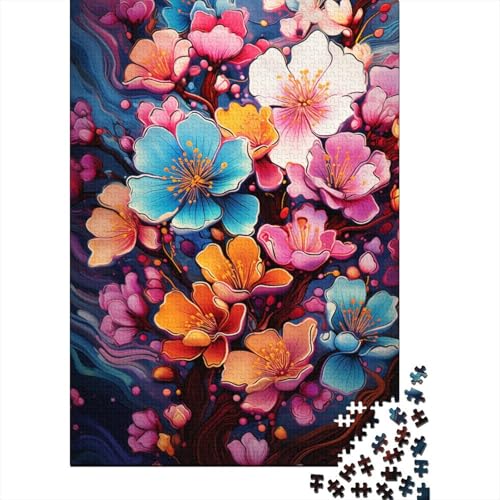 Puzzle 1000 Teile für Erwachsene, Psychedelische Pflaumenblüten, Holzpuzzle für Teenager, Puzzlespielzeug, kreative Puzzles, Heimdekoration, 1000 Teile (75 x 50 cm) von GQmoney