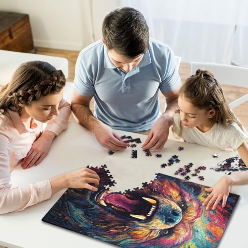 Puzzle 300 Teile, Bären-Puzzle, farbenfrohes psychedelisches Puzzle, Holz, kreatives Puzzle für Teenager, Lernspielzeug, Spiel für Kinder, Geschenke, 300 Teile (40 x 28 cm) von GQmoney