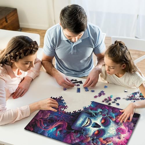 Puzzle 300 Teile, Psychedelische Frau mit Blumen, 2 Puzzles aus Holz, kreatives Puzzle für Teenager, Lernspielzeug, Spiel für Kinder, Geschenke, 300 Teile (40 x 28 cm) von GQmoney