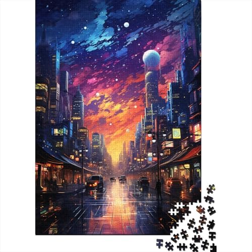 Puzzle 300 Teile, psychedelisches Neon-Puzzle, Stadt Tokio, aus Holz, kreatives Puzzle für Teenager, Lernspielzeug, Spiel für Kinder, Geschenke, 300 Stück (40 x 28 cm) von GQmoney