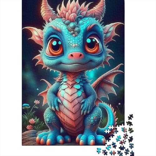 Puzzle 300 Teile Süße Baby-Drachen Quadratische Puzzles für Erwachsene, Holzpuzzles Anspruchsvolles Spiel Puzzles 300 Teile (40x28cm) von GQmoney