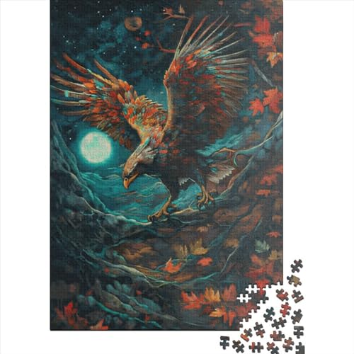 Puzzle 300 Teile für Erwachsene, Adler-Mondlicht, Puzzles für Teenager, Holzpuzzles, Heimdekoration, Puzzlespielzeug, 300 Teile (40 x 28 cm) von GQmoney