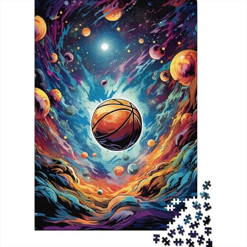 Puzzle 300 Teile für Erwachsene, Basketball, umgeben von Planeten1, Holzpuzzle für Spielzeug, kreative Puzzles, Heimdekoration, 300 Teile (40 x 28 cm) von GQmoney