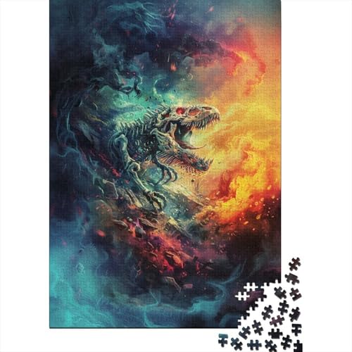 Puzzle 300 Teile für Kinder und von Buntes Dinosaurier-Totenkopf-Puzzle für Kinder, Holzbrett-Puzzle, Puzzle für Erwachsene, Geschenke 300 Stück (40 x 28 cm) von GQmoney