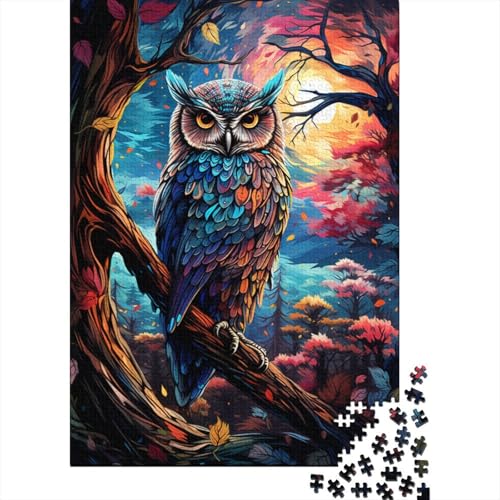 Puzzle 500 Teile, Malen, Bunter Planet, Eule, Puzzle aus Holz, kreatives Puzzle für Teenager, Lernspielzeug, Spiel für Kinder, Geschenke, 500 Teile (52 x 38 cm) von GQmoney