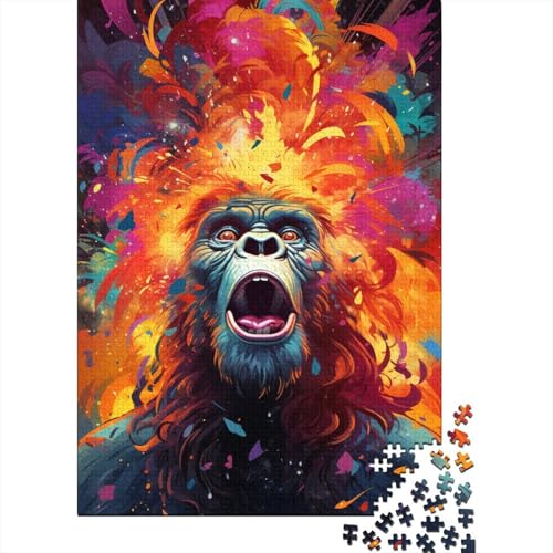 Puzzle 500 Teile, Psychedelisches Galaxie-Orang-Utan-Puzzle, Holz, kreatives Puzzle, Teenager-Puzzle, Lernspielzeug, Spiel für Kinder, Geschenke, 500 Stück (52 x 38 cm) von GQmoney