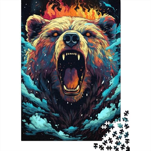 Puzzle 500 Teile, wildes, buntes Bären-Puzzle, Schwierigkeitsgrad: Puzzle, Holzpuzzle, Lernspiel, Spielzeug, Familiendekoration, 500 Teile (52 x 38 cm) von GQmoney